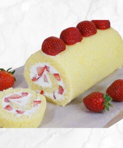 Vegan Vanilla Strawberry  Swiss Roll