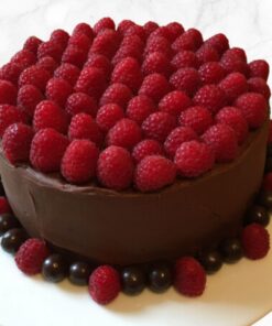 Vegan Dark  Chocolate Raspberry Cake